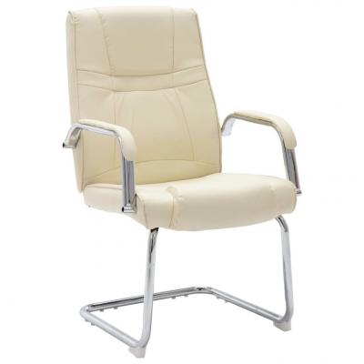 Emaga vidaxl krzesło biurowe, wspornikowe, kremowe, sztuczna skóra