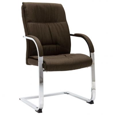 Emaga vidaxl krzesło biurowe, wspornikowe, brązowe, tkanina