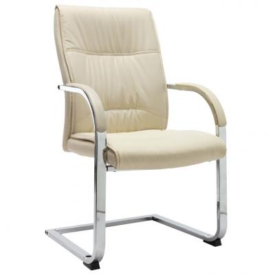 Emaga vidaxl krzesło biurowe, wspornikowe, kremowe, sztuczna skóra