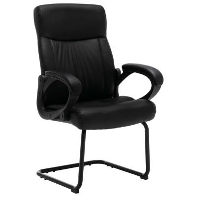Emaga vidaxl krzesło biurowe, wspornikowe, czarne, sztuczna skóra