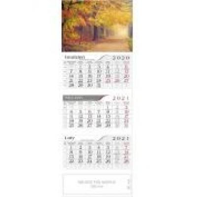 Kalendarz 2021 trójdzielny drzewa jesienią crux