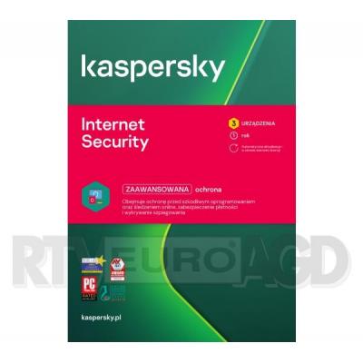 Kaspersky Internet Security 3U/1Rok (Kod)