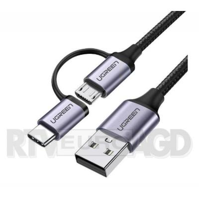 UGREEN Kabel USB 2w1 Type-C / Micro USB, QC 3.0, 1m (czarno-szary)
