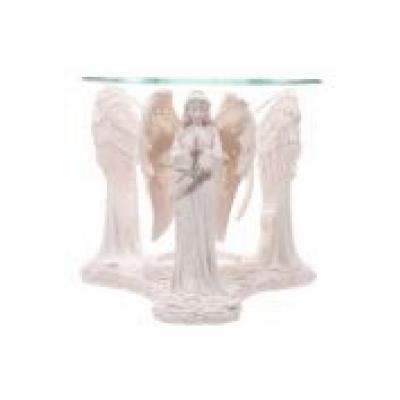 Biała figurka modlących się aniołów - podstawka pod świeczki z n