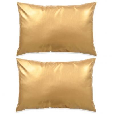 Emaga vidaxl zestaw dwóch poduszek pu w kolorze złotym 40 x 60 cm