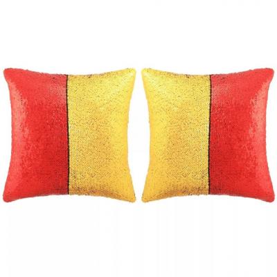 Emaga vidaxl zestaw 2 poduszek z cekinami, 60x60 cm, czerwony i złoty