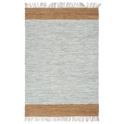 Emaga vidaxl ręcznie tkany dywanik chindi, skóra, 160x230 cm, szaro-brązowy