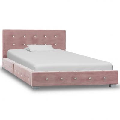 Emaga vidaxl rama łóżka, różowa, tapicerowana aksamitem, 90 x 200 cm