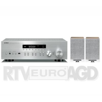 Yamaha MusicCast R-N402D (srebrny), Elac Debut Reference DBR62 (biały/orzech)