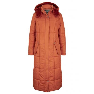 Lekki, długi płaszcz pikowany bonprix pomarańczowo-brązowy