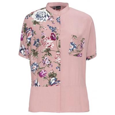 Bluzka oversize z nadrukiem bonprix różowobrązowy w kwiaty