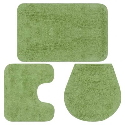 Emaga vidaxl 3-częściowy zestaw mat łazienkowych, tkanina, zielony