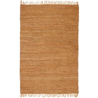 Emaga vidaxl ręcznie tkany dywanik chindi, skóra, 120x170 cm, jasnobrązowy