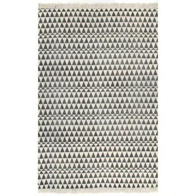 Emaga vidaxl dywan typu kilim, bawełna, 160 x 230 cm, czarno-biały ze wzorem
