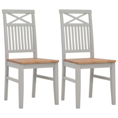 Emaga vidaxl krzesła stołowe, 2 szt., szare, lite drewno dębowe