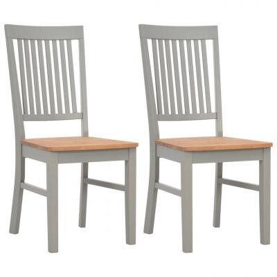 Emaga vidaxl krzesła stołowe, 2 szt., szare, lite drewno dębowe