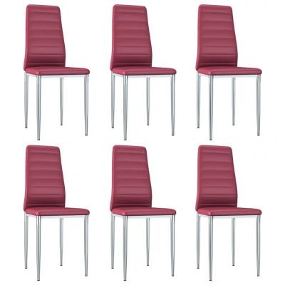 Emaga vidaxl krzesła stołowe, 6 szt., czerwone, sztuczna skóra