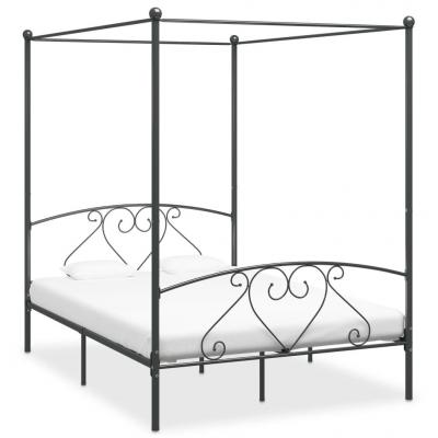 Emaga vidaxl rama łóżka z baldachimem, szara, metalowa, 140 x 200 cm