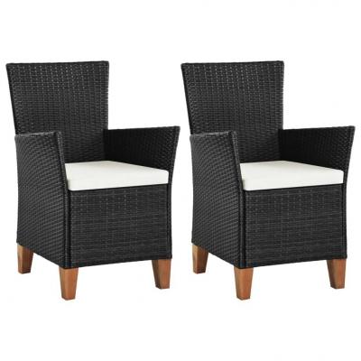 Emaga vidaxl krzesła ogrodowe z poduszkami, 2 szt., polirattan, czarne