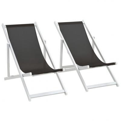 Emaga vidaxl składane krzesła plażowe, 2 szt., aluminium i textilene, czarne
