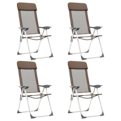 Emaga vidaxl składane krzesła turystyczne, 4 szt., brązowe, aluminiowe