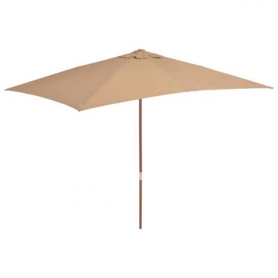 Emaga vidaxl parasol ogrodowy na drewnianym słupku, 200x300 cm, taupe