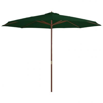 Emaga vidaxl parasol ogrodowy na drewnianym słupku, 350 cm, zielony