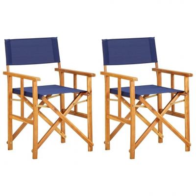 Emaga vidaxl krzesła reżyserskie, 2 szt., lite drewno akacjowe, niebieskie