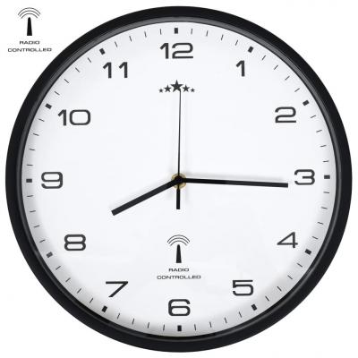 Emaga vidaxl sterowany radiowo zegar kwarcowy, 31 cm, biało-czarny