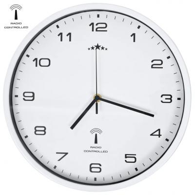 Emaga vidaxl sterowany radiowo zegar z mechanizmem kwarcowym, 31 cm, biały