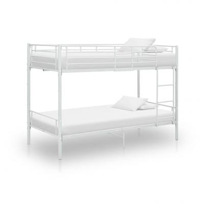 Emaga vidaxl łóżko piętrowe, białe, metalowe, 90 x 200 cm