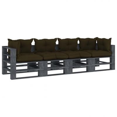 Emaga vidaxl ogrodowa sofa 4-osobowa z palet, z poduszkami taupe, drewniana