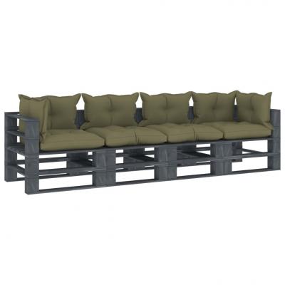Emaga vidaxl ogrodowa sofa 4-osobowa z palet, z beżowymi poduszkami