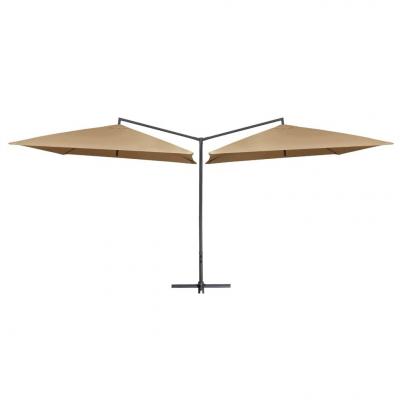 Emaga vidaxl podwójny parasol na stalowym słupku, 250 x 250 cm, taupe