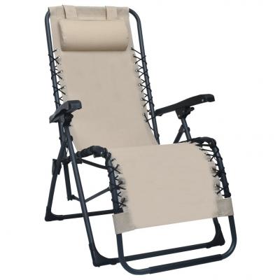 Emaga vidaxl składane krzesło tarasowe, kremowe, textilene