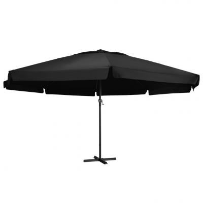 Emaga vidaxl parasol ogrodowy na słupku aluminiowym, 600 cm, czarny