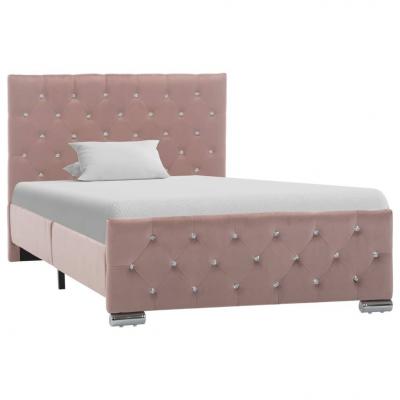 Emaga vidaxl rama łóżka, różowa, tapicerowana tkaniną, 100 x 200 cm