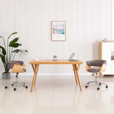 Emaga vidaxl obrotowe krzesło stołowe, taupe, gięte drewno i tkanina
