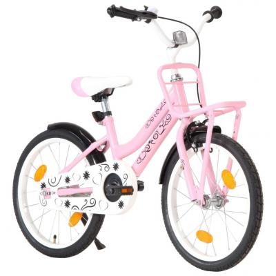 Emaga vidaxl rower dziecięcy z przednim bagażnikiem, 18", różowo-czarny