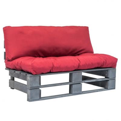 Emaga vidaxl sofa ogrodowa z palet z czerwonymi poduszkami, drewno