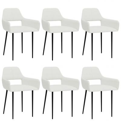 Emaga vidaxl krzesła stołowe, 6 szt., białe, tapicerowane tkaniną