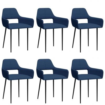 Emaga vidaxl krzesła stołowe, 6 szt., niebieskie, tapicerowane tkaniną