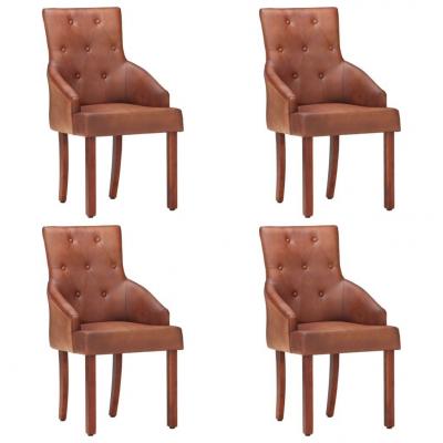 Emaga vidaxl krzesła stołowe, 4 szt., brązowe, naturalna kozia skóra