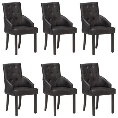 Emaga vidaxl krzesła stołowe, 6 szt., czarne, naturalna kozia skóra
