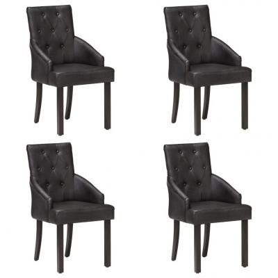 Emaga vidaxl krzesła stołowe, 4 szt., czarne, naturalna kozia skóra