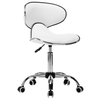 Emaga vidaxl krzesło kosmetyczne, obrotowe, sztuczna skóra, białe
