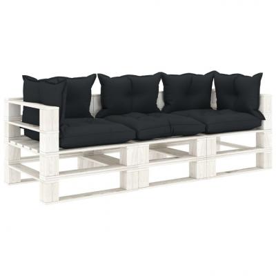 Emaga vidaxl ogrodowa sofa 3-osobowa z palet, antracytowe poduszki, drewno