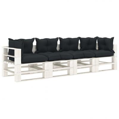 Emaga vidaxl ogrodowa sofa 4-osobowa z palet, antracytowe poduszki, drewno