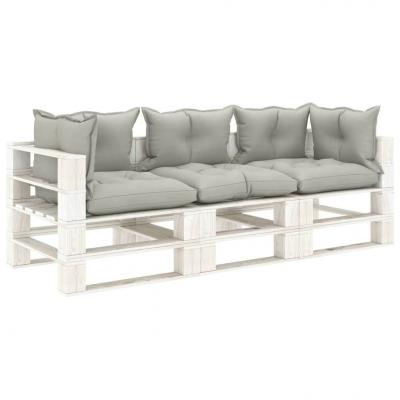 Emaga vidaxl ogrodowa sofa 3-osobowa z palet, z poduszkami taupe, drewniana