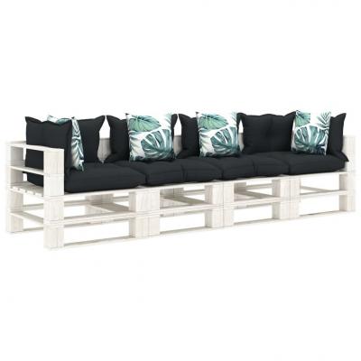 Emaga vidaxl ogrodowa sofa 4-osobowa z palet, poduszki w 2 kolorach, drewno